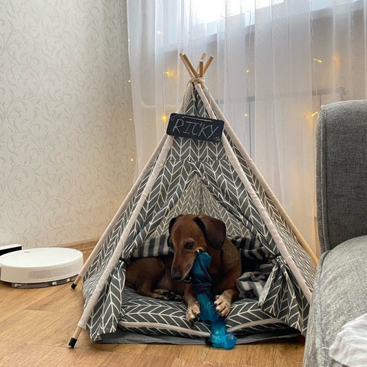 Dachshund Teepee Bed Gray / S 48x48x60cm - 4 corners: dogs within 5kg The Doxie World