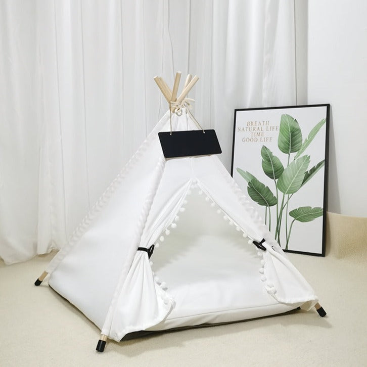 Dachshund Teepee Bed White with lace / S 48x48x60cm - 4 corners: dogs within 5kg The Doxie World