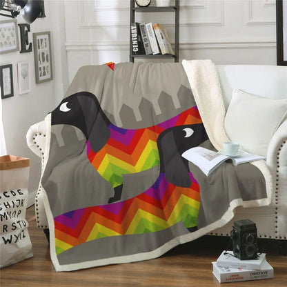 Dachshund Throw Blanket Rainbow dachshunds / 51"x 59" (130cmx150cm) The Doxie World