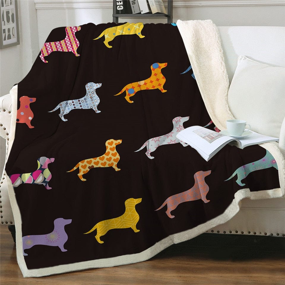 Dachshund Throw Blanket Black / 59"x 78.7" (150cmx200cm) The Doxie World