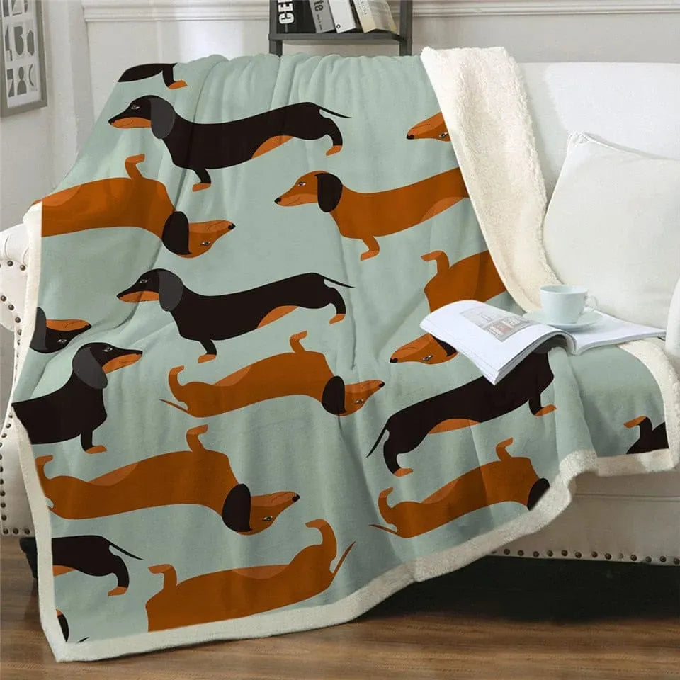 Dachshund Throw Blanket Green / 59"x 78.7" (150cmx200cm) The Doxie World