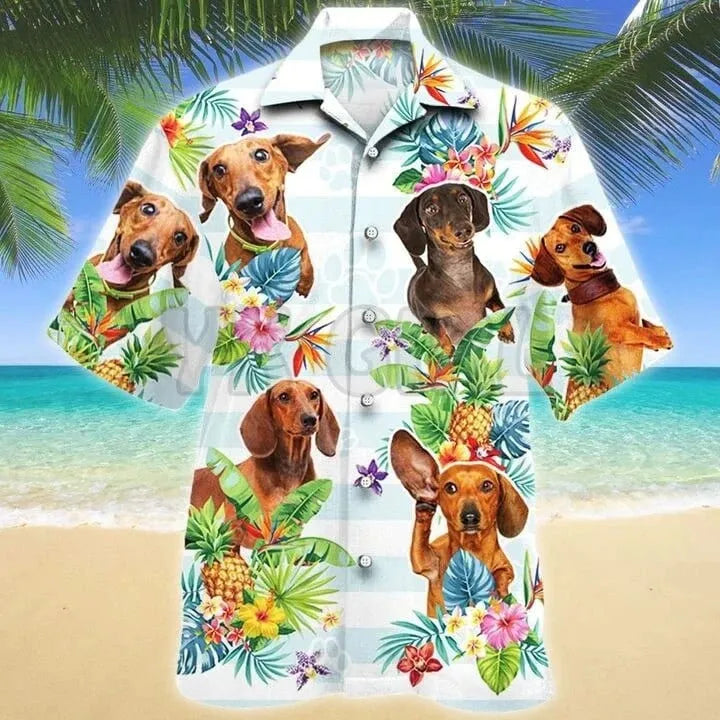 Dachshund Tropical Shirt White / S The Doxie World