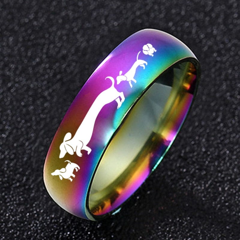 Dachshunds Stainless Steel Ring 6 / M006JR2020-6RB The Doxie World