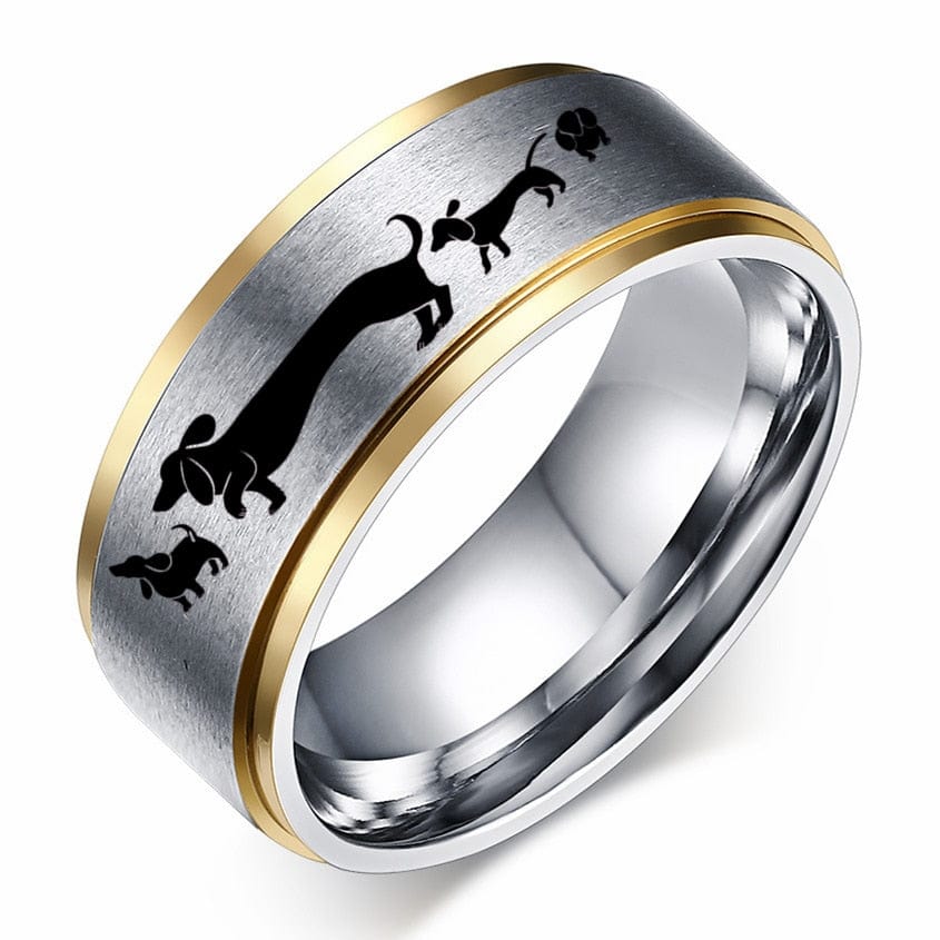 Dachshunds Stainless Steel Ring 6 / M006JR2043-8S The Doxie World