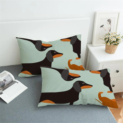 Dachsund Pillowcases (Pair) green / 50cmx75cm The Doxie World