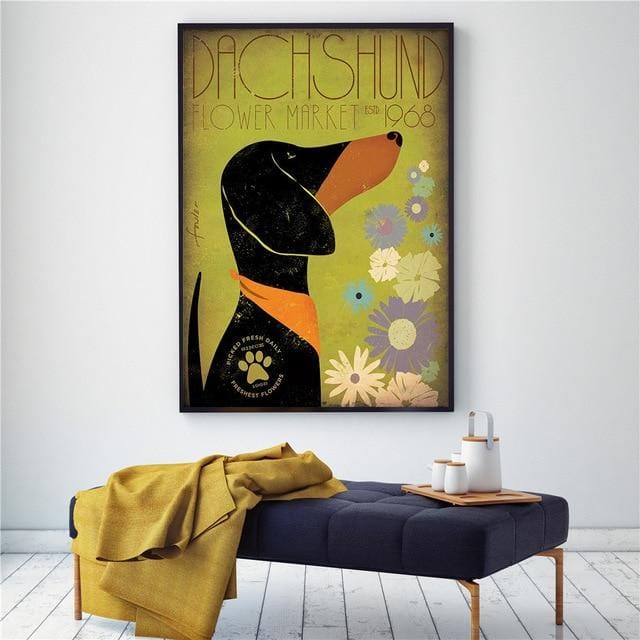 Dachsund Vintage Canvas Poster 30x42 cm/12x17 in The Doxie World
