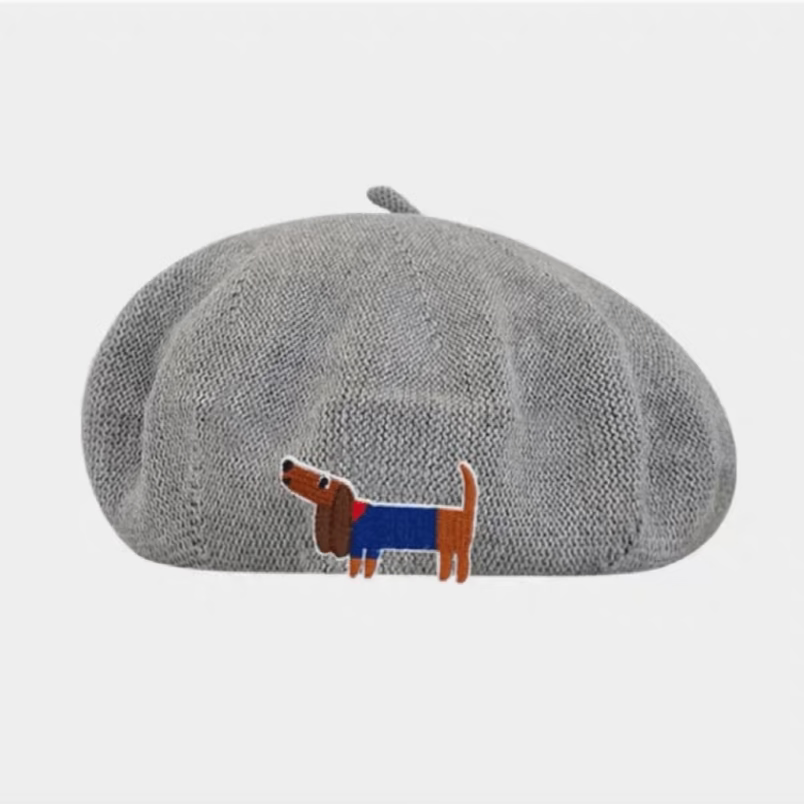 Embroidered Dachshund beret hat The Doxie World