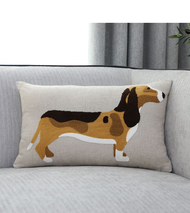 Embroidered Dachshund Pillow Multi colored / Cushion cover The Doxie World