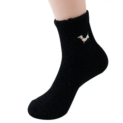 Fluffy Dachshund Socks Black The Doxie World