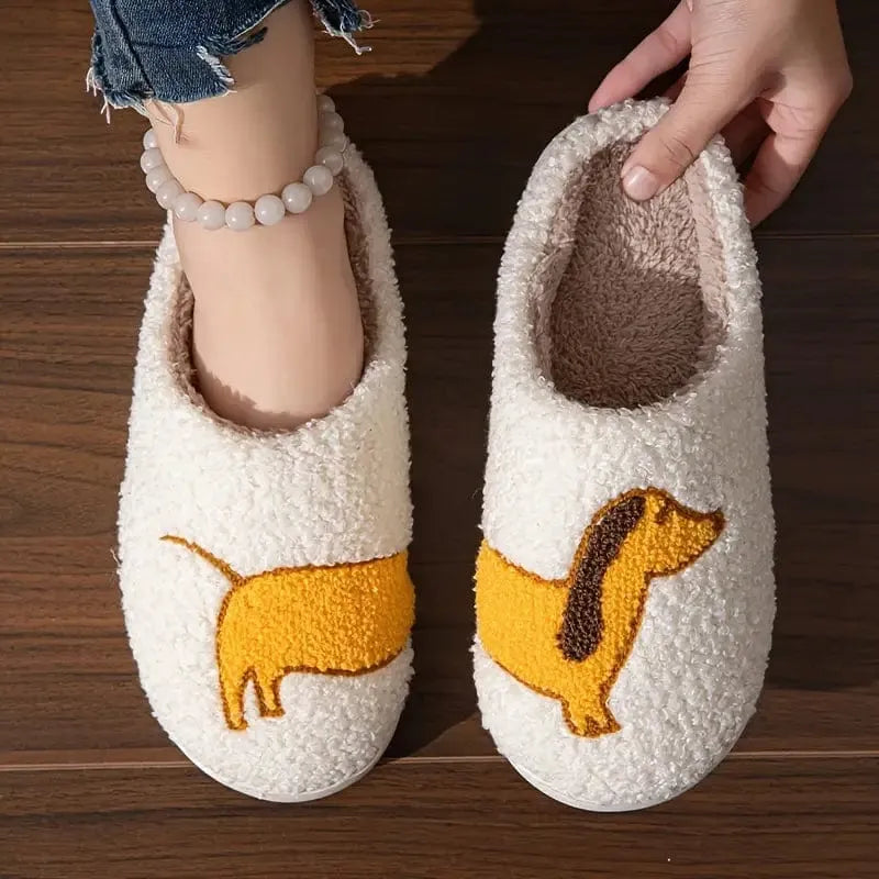 Fuzzy Dachshund Slippers Brown dachshund / 4.5-5 The Doxie World