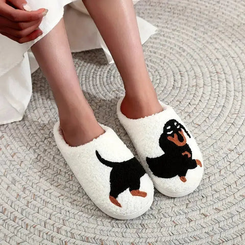 Fuzzy Dachshund Slippers Black dachshund / 4.5-5 The Doxie World