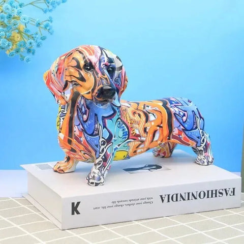 Graffiti Dachshund Figurines Blue The Doxie World