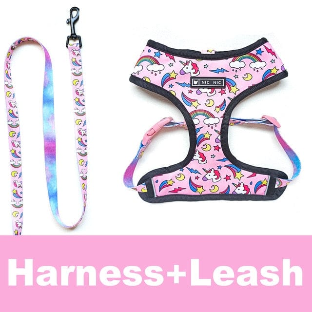 Graphic Dachshund Harness and Leash Set Pink harness+leash / XL The Doxie World