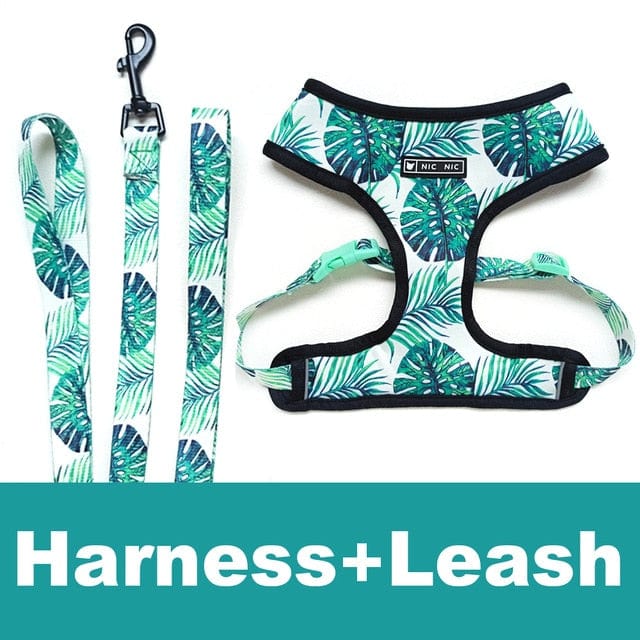 Graphic Dachshund Harness and Leash Set Green harness+leash / L The Doxie World