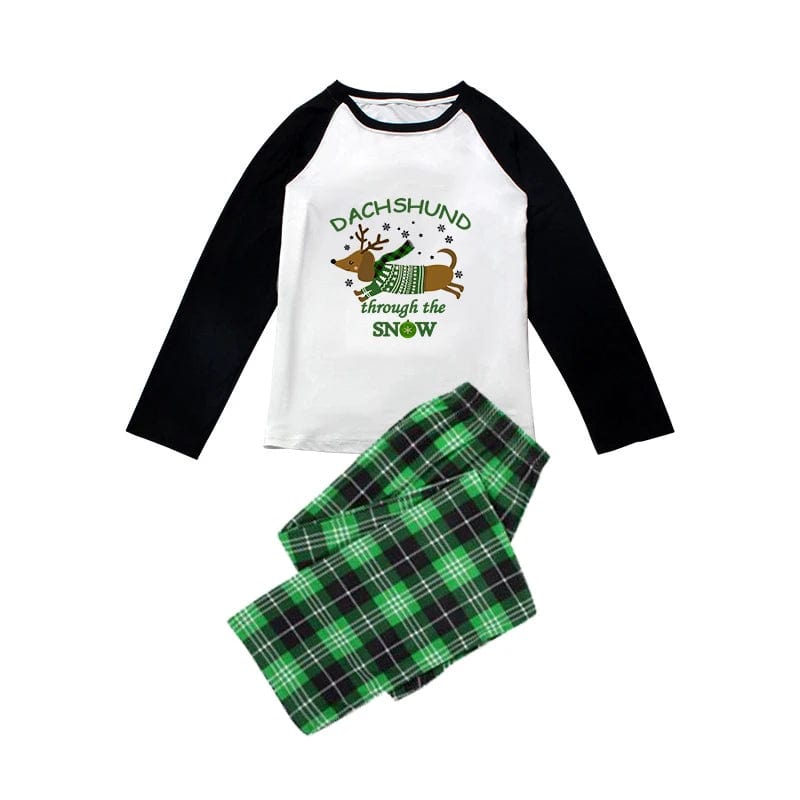 Christmas Matching Family Pajamas Dachshund Through The Snow Green Pajamas Set The Doxie World