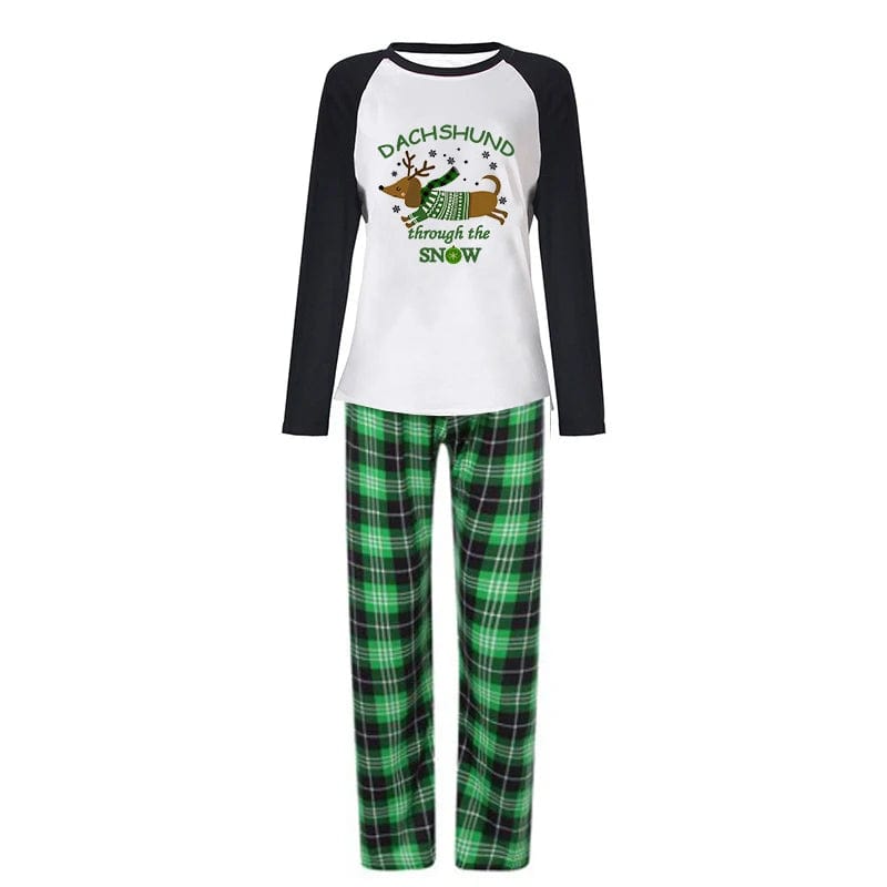 Christmas Matching Family Pajamas Dachshund Through The Snow Green Pajamas Set The Doxie World