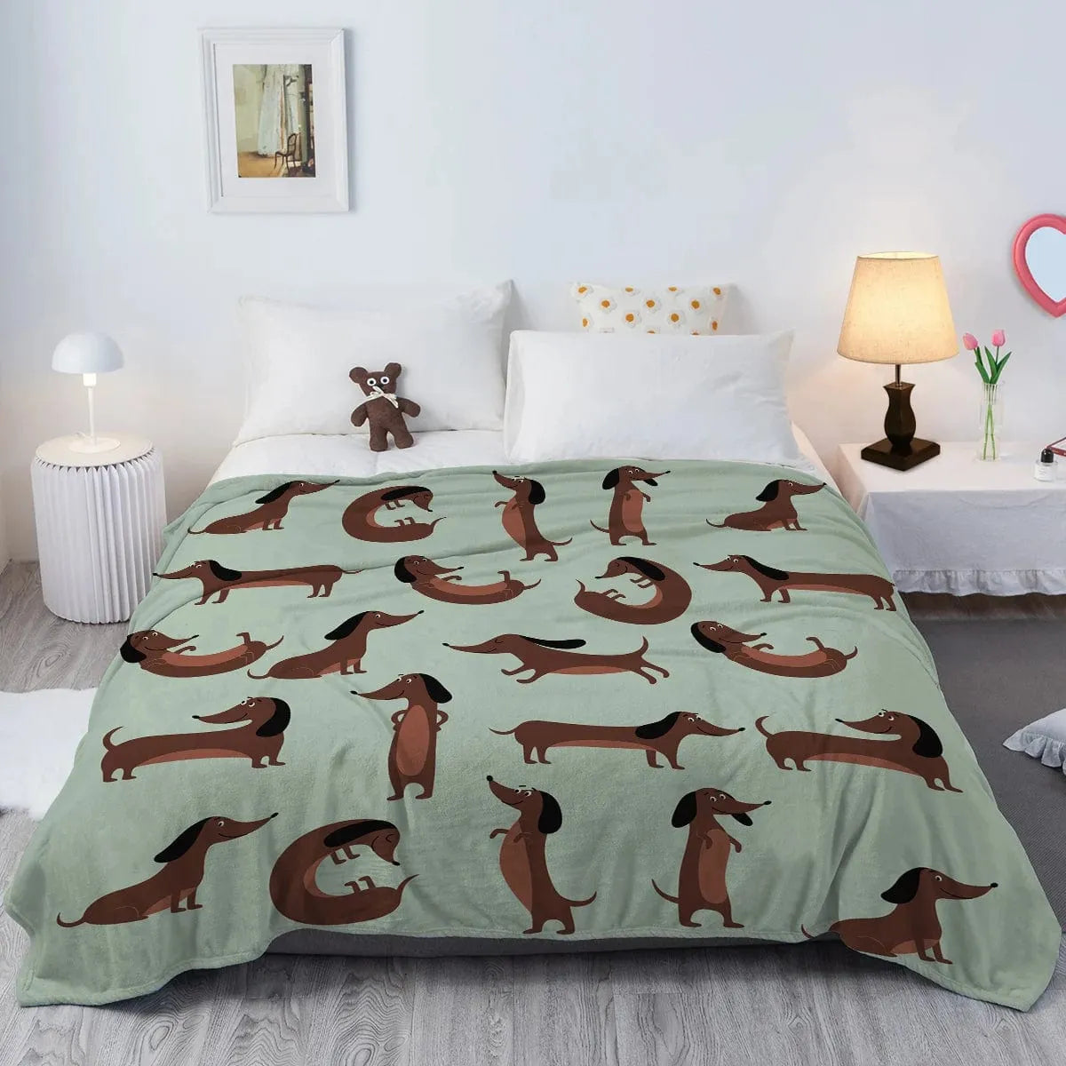 Green Dachshund Throw Blanket The Doxie World