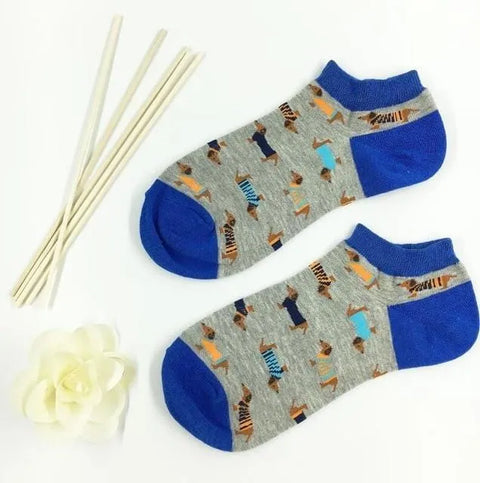 Happy Dachshund Socks Blue The Doxie World