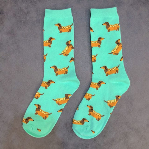 Hot Dog Dachshund Socks Green / EUR35-43 The Doxie World