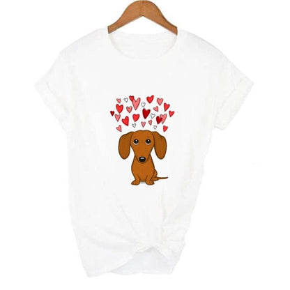 I Love Dachshunds T-Shirt Dachshund and hearts / S The Doxie World