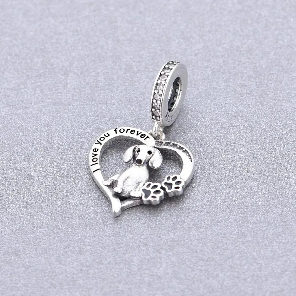 I Love you Dachshund Silver Charm The Doxie World