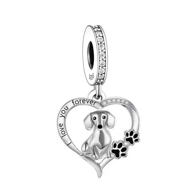 I Love you Dachshund Silver Charm The Doxie World