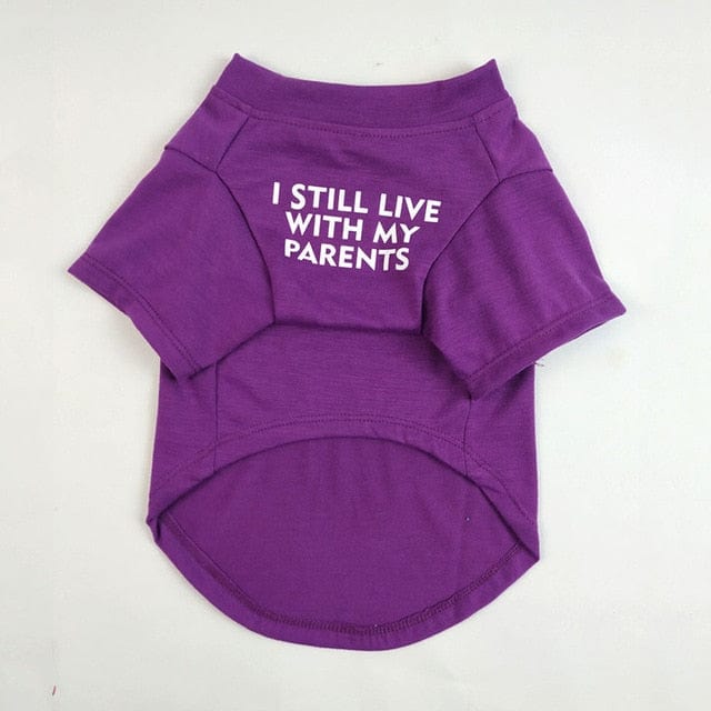''I Still live With My Parents'' - Printed Dog T-Shirt purple / XXL The Doxie World