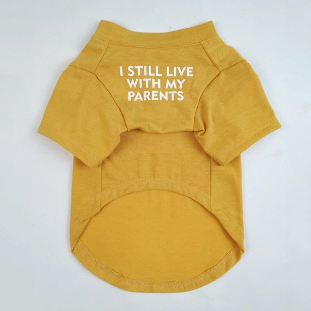 ''I Still live With My Parents'' - Printed Dog T-Shirt Yellow / XXL The Doxie World