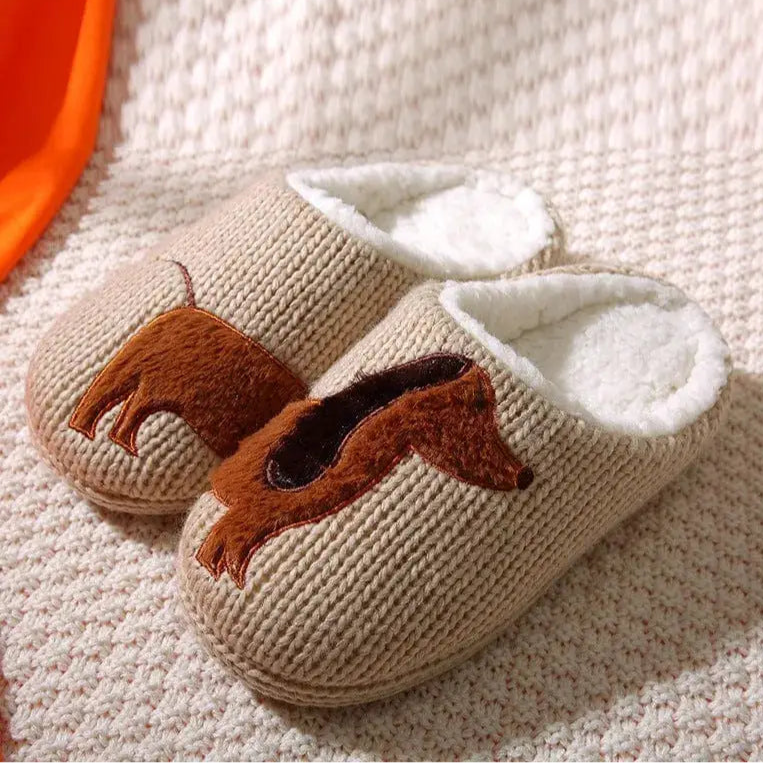 Knitted Dachshund Slippers Dachshund / 4-4.5 The Doxie World