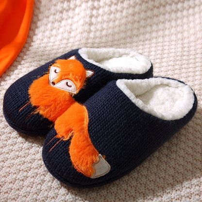 Men And Women Indoor Cotton Slippers Cartoon Cute Orange Fox / 42to43 The Doxie World