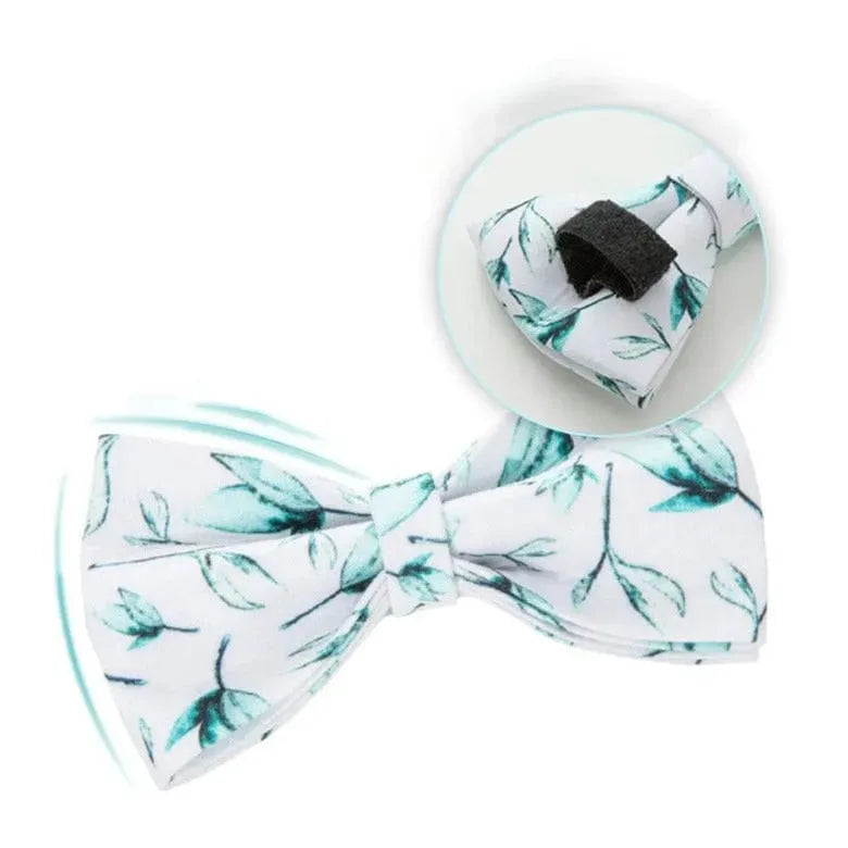 Leaf Print Bowtie Dog Collar and Leash Set The Doxie World