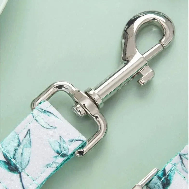 Leaf Print Bowtie Dog Collar and Leash Set The Doxie World