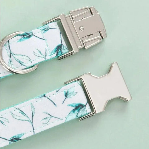 Leaf Print Bowtie Dog Collar and Leash Set The Doxie World