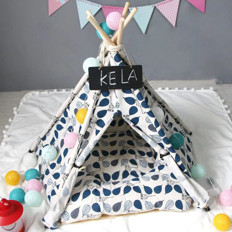 Leaf Print Dachshund Tepee With a cushion / S The Doxie World