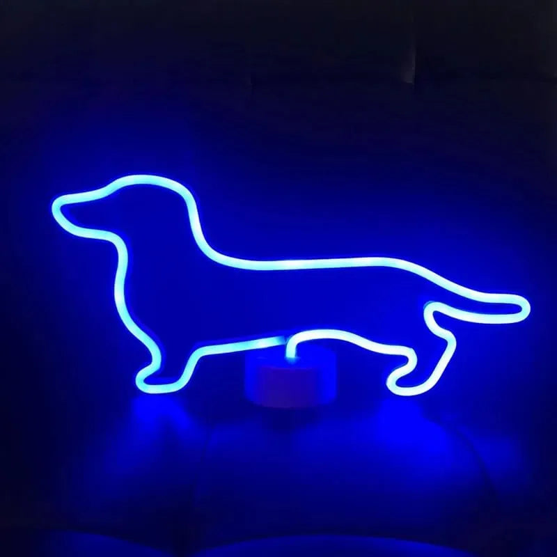 LED Neon Dachshund Lamp Blue The Doxie World