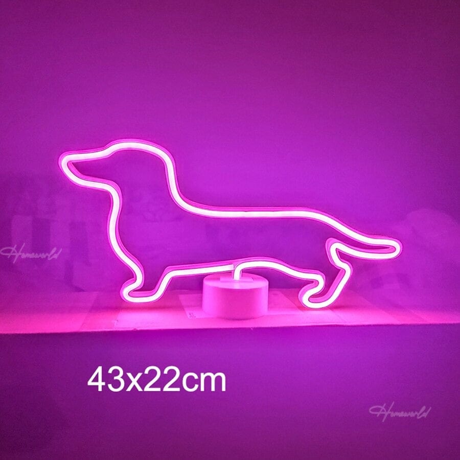 LED Neon Dachshund Lamp Pink The Doxie World