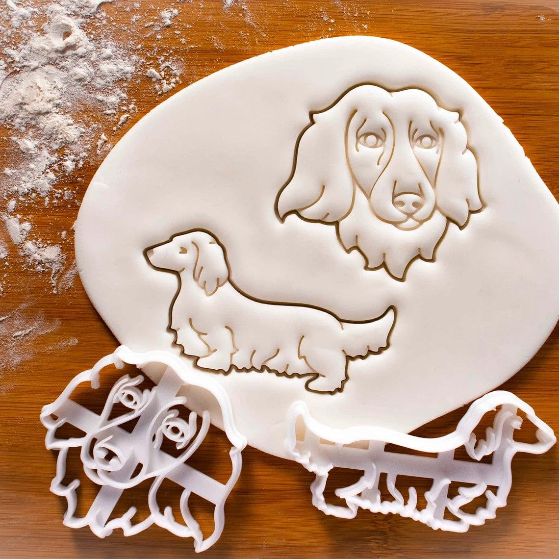 Longhaired Dachshund Cookie Cutter Set Set (Body & Face) The Doxie World