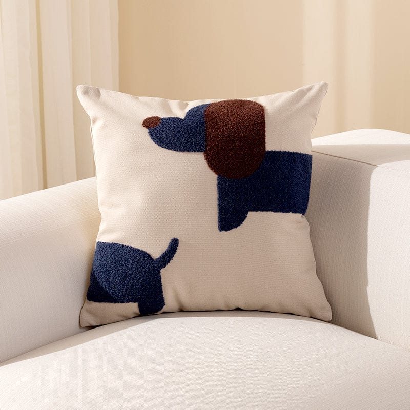 Luxury Embroidered Dachshund Pillow Navy Blue / Pillow With Pillow Insert The Doxie World