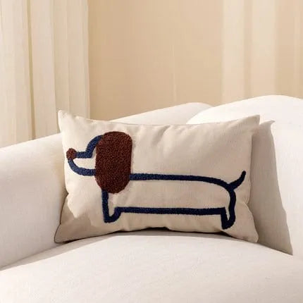 Luxury Embroidered Dachshund Pillows 30x50cm/11.8"x19.5" / Blue pillowcase The Doxie World