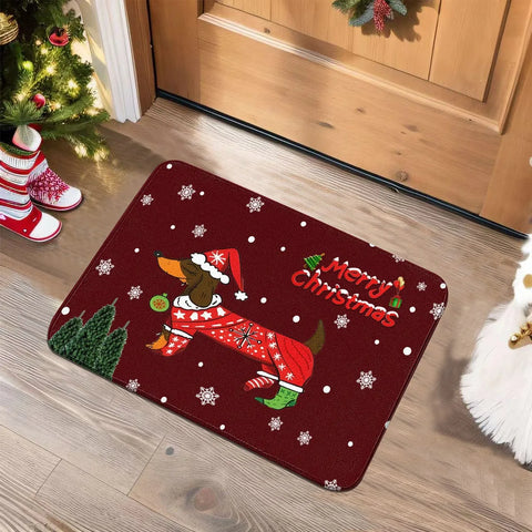 Merry Christmas Wiener Dog Door mat 40X60cm/16"x23.5" The Doxie World