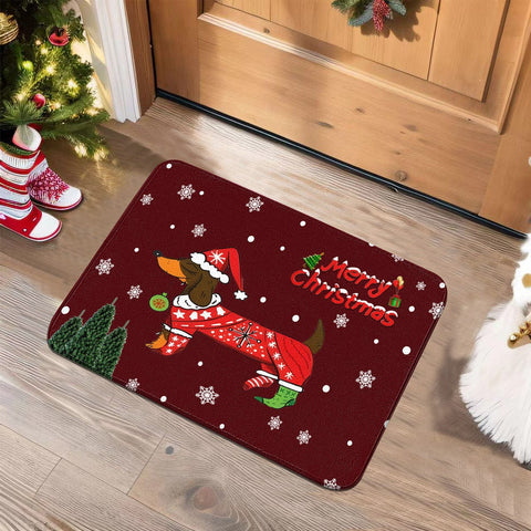 Merry Christmas Wiener Dog Door mat 40X60cm The Doxie World