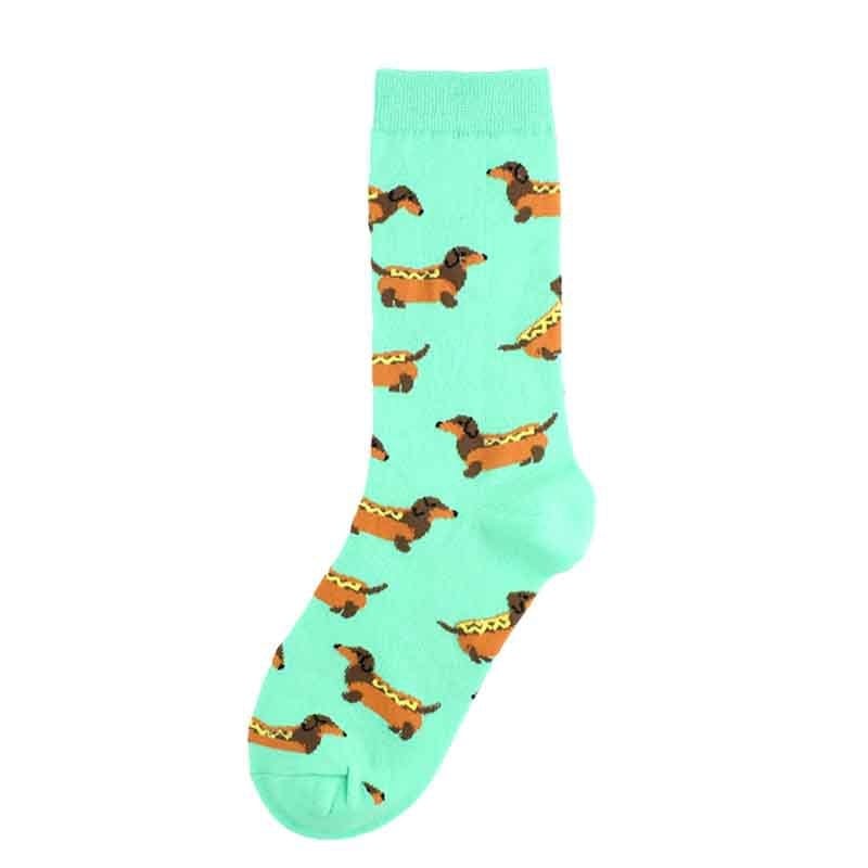 Modern Doxie Socks Green hot dogs The Doxie World