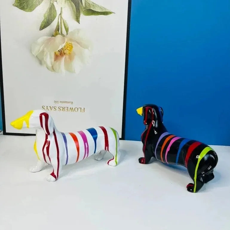 Multicolor Striped Dachshund Figurine The Doxie World