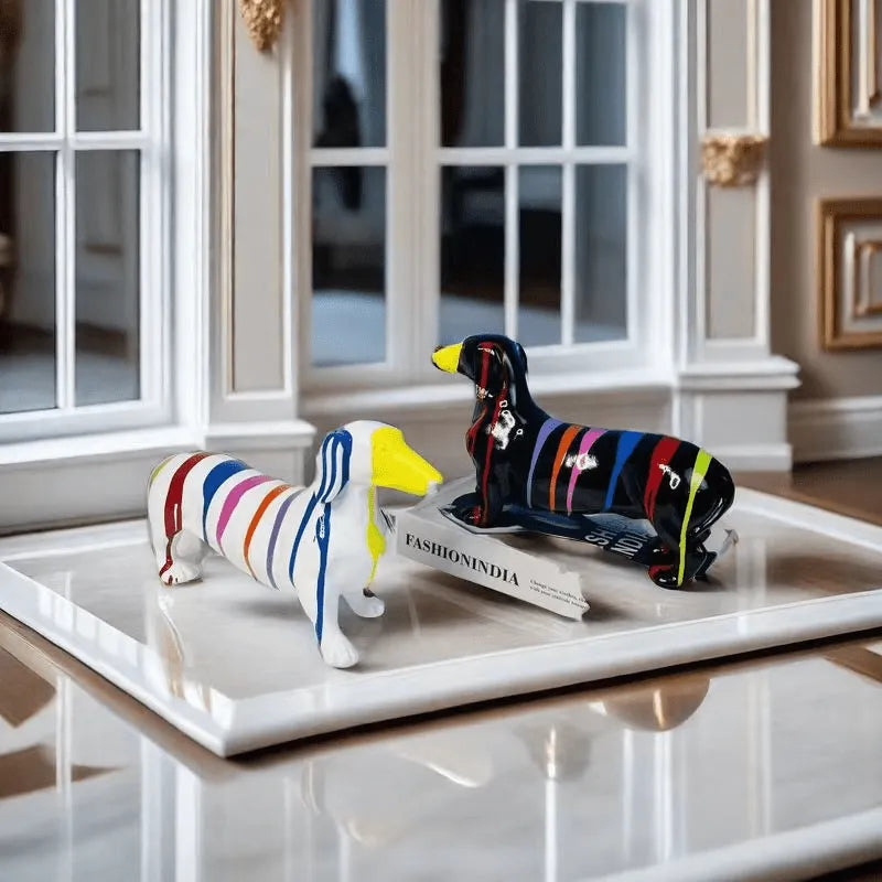 Multicolor Striped Dachshund Figurine The Doxie World