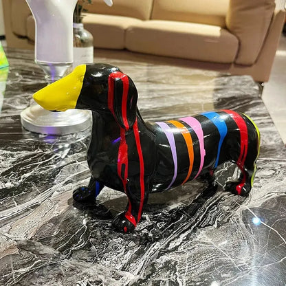 Multicolor Striped Dachshund Figurine The Doxie World