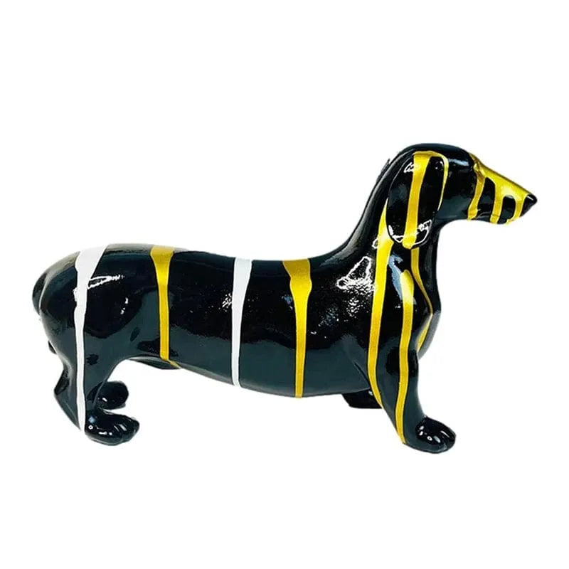 Multicolor Striped Dachshund Figurine Black Gold / 25x14.5x8cm/10"x5.7"x3" The Doxie World