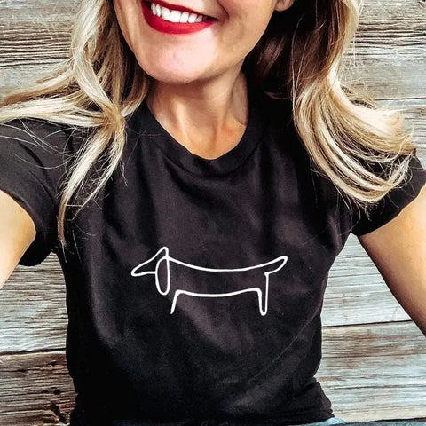 Picasso Dachshund T-Shirt Black / S The Doxie World