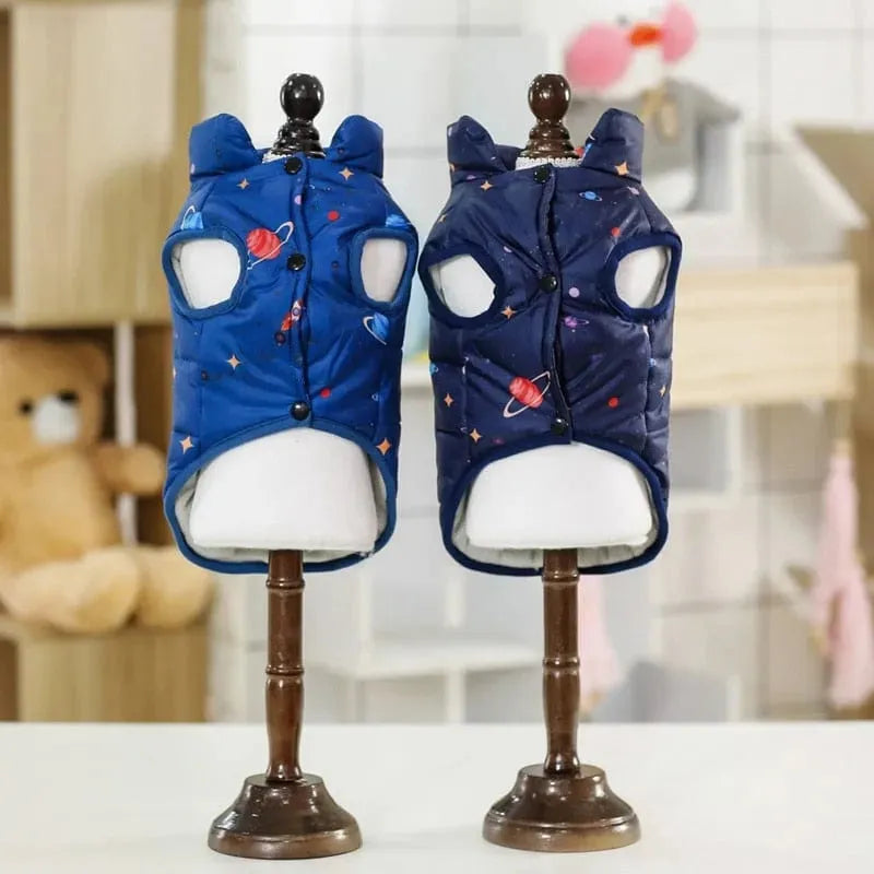 Planet Print Puffer Dachshund Jacket The Doxie World