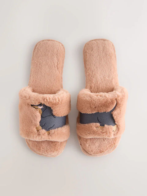 Plush Wiener Dog Slippers Neutral / 4-5/ 34-35 The Doxie World
