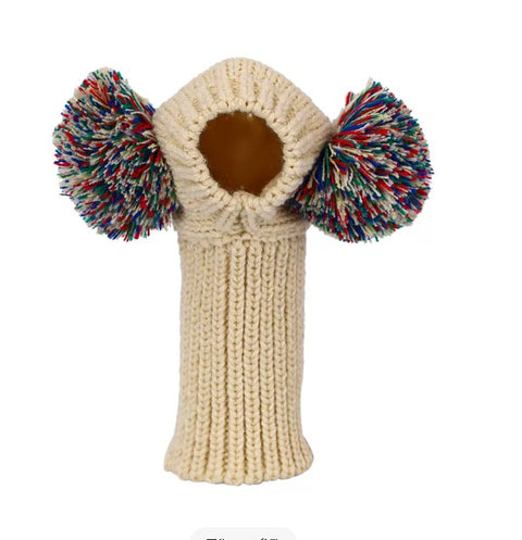 Pom-Poms Dachshund Snood Hat Beige / S The Doxie World